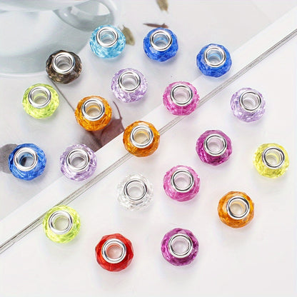 20PCS 15mm Transparent Multicolor Faceted Acrylic Bead Set