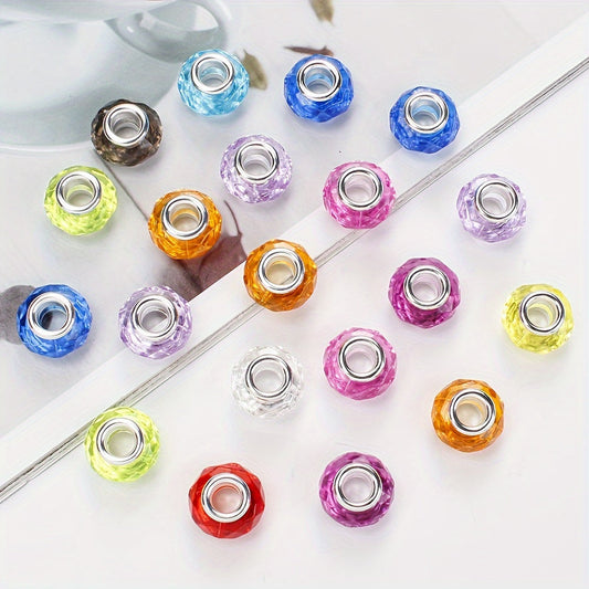 20PCS 15mm Transparent Multicolor Faceted Acrylic Bead Set