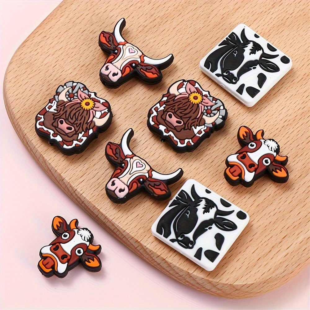 1/4PCS Cow-Themed Silicone Bead Set