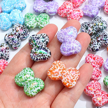 10PCS 18×25mm Leopard Bow Acrylic Bead Set