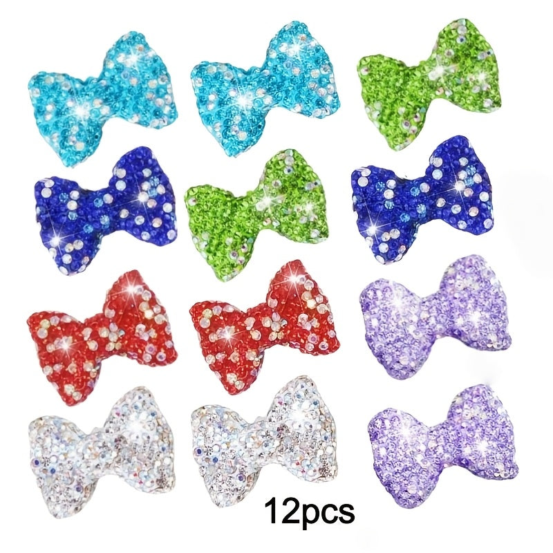 12pcs Mix Random Bowknot Clay Focus Beads with Rhinestone