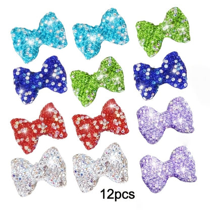 12pcs Mix Random Bowknot Clay Focus Beads with Rhinestone