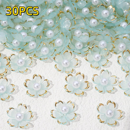 30pcs 15mm Cherry Blossom Acrylic Patch Beads