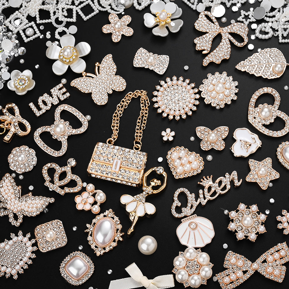 Mixed Pink Rhinestone Flatback Embellishment Set