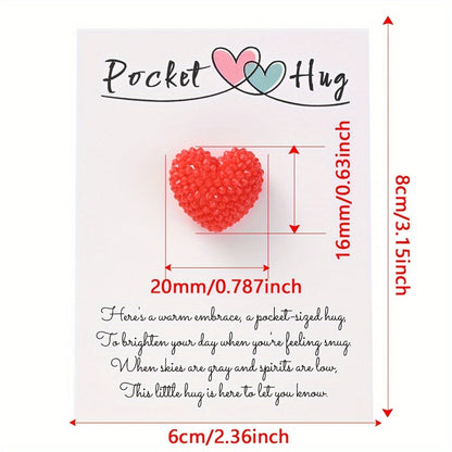 1PC Pocket Hug Poem Card with Resin Love Bead