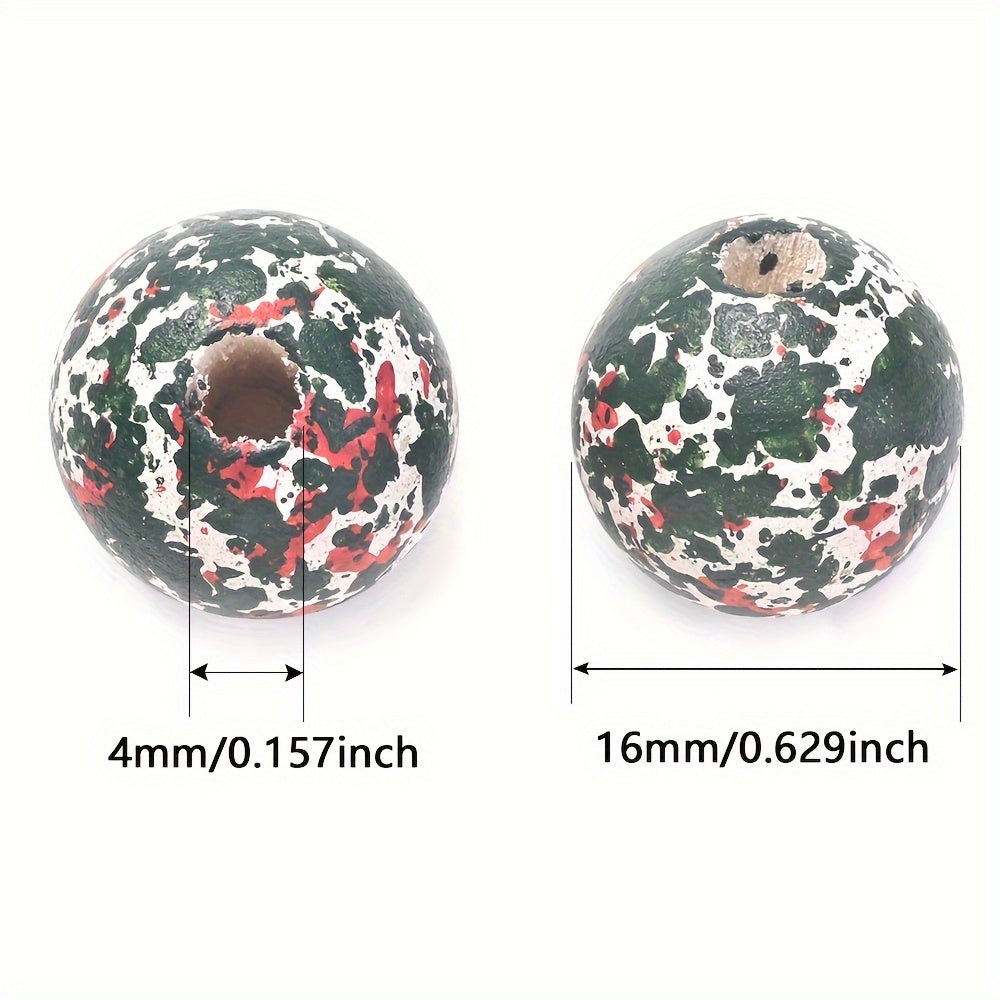 10PCS 16mm Red & Green Wooden Bead Set