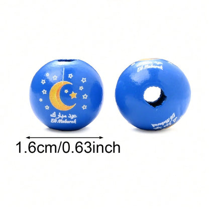 Arabian Star and Moon Wooden Beads