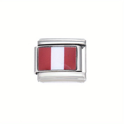 World Flag Alloy Bracelet Module