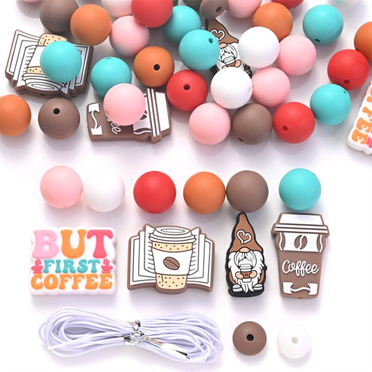 [Coffee-Themed Bead Set] 20/83pcs Durable Silicone Coffee-Themed Bead