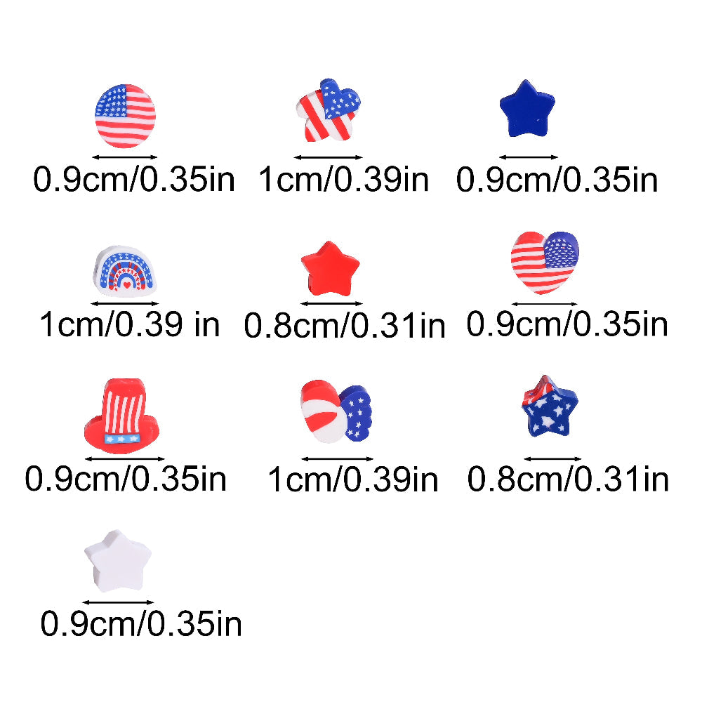 Patriotic American Flag Polymer Clay Beads