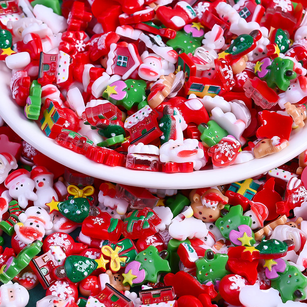 17g 7–15mm Christmas Resin Flatback Embellishment Set