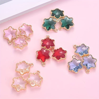 5PCS 13×16mm Faceted Ice Flower Glass Pendant Set