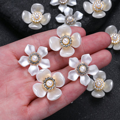 20pcs/set Flower Charm Beads with Artificial Pearl and Rhinestone