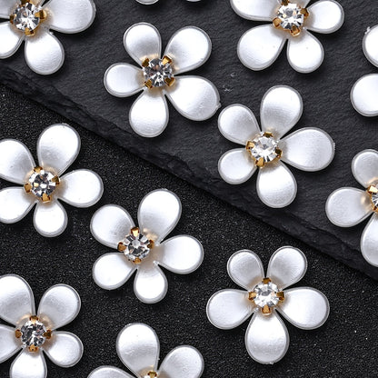 White Five-Petal Flower Acrylic Patch Beads