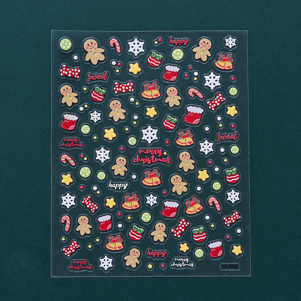 Christmas 5D Relief Nail Art Stickers