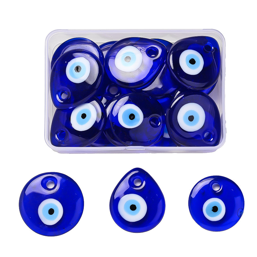 15PCS Blue Evil Eye Glaze Charm Set