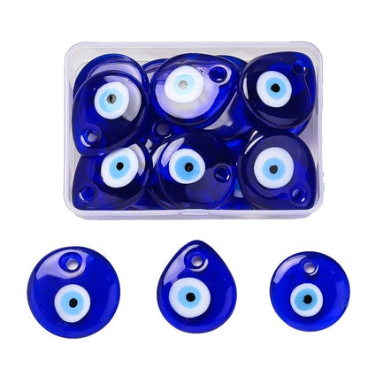 15PCS Blue Evil Eye Glaze Charm Set