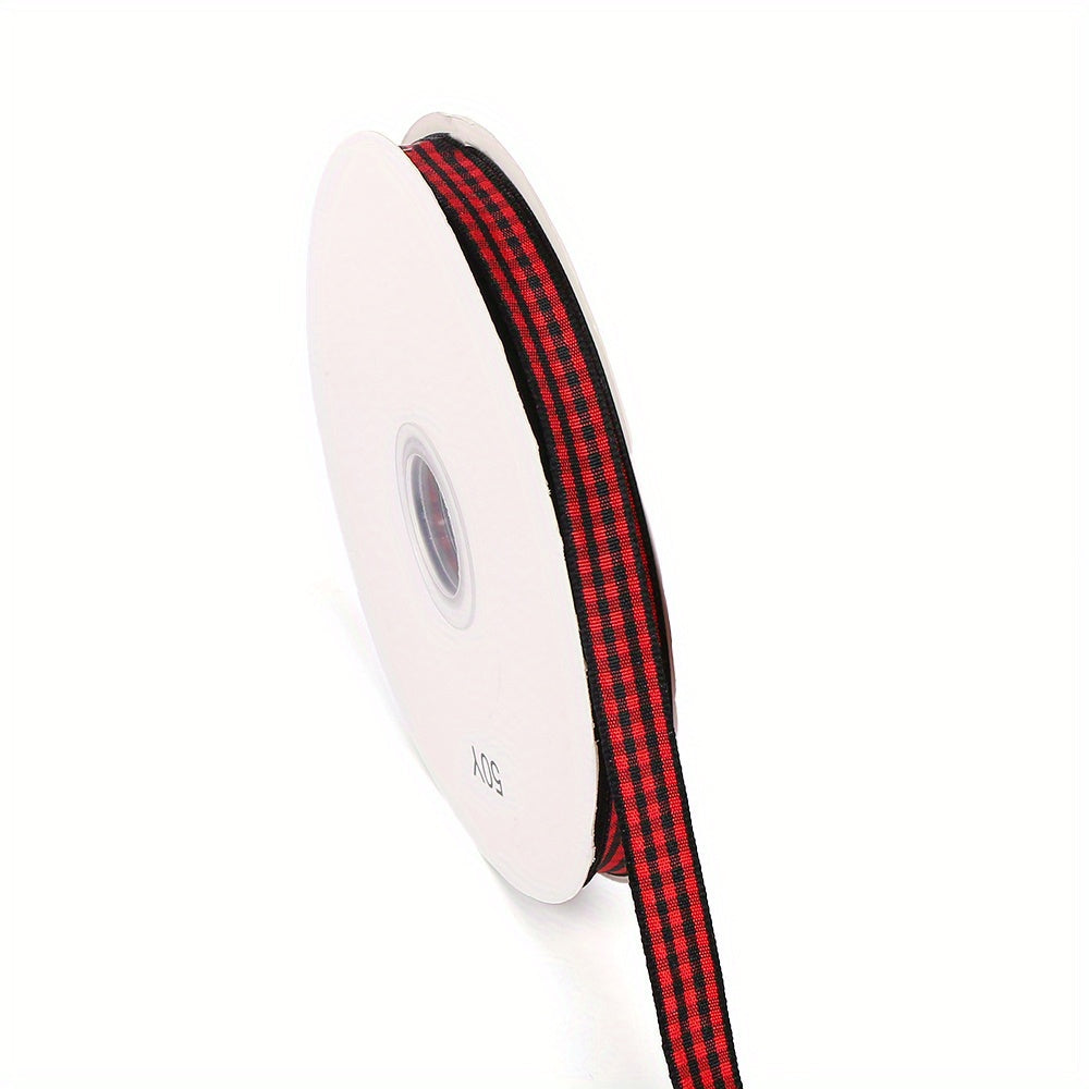 50 Yards/Roll 10 mm Christmas Plaid Satin Ribbon