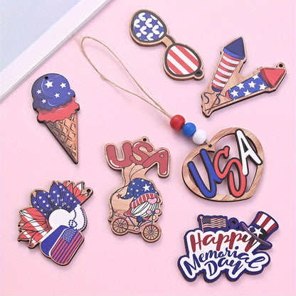 July 4th Patriotic Wooden Chain Charms
