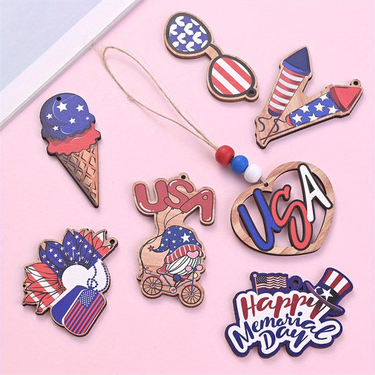 July 4th Patriotic Wooden Chain Charms