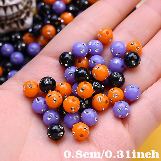 1000PCS 8mm Halloween Rhinestone Acrylic Bead Set