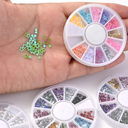 1BOX 12-Grid Transparent AB Rhinestone Sequin Set