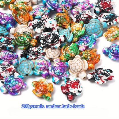 200pcs Turquoise Turtle Starfish Beads