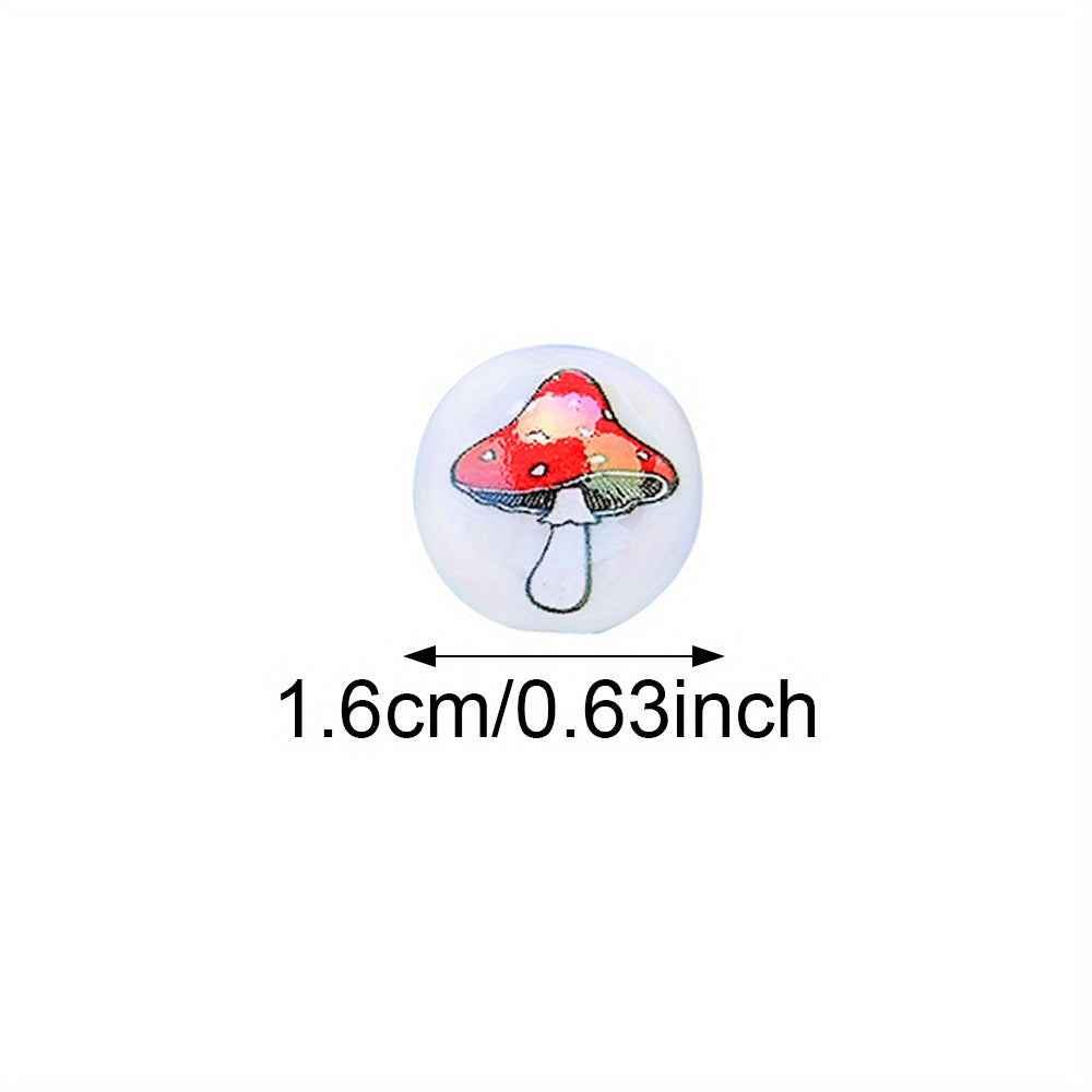10pcs Red Mushroom Design Acrylic Beads