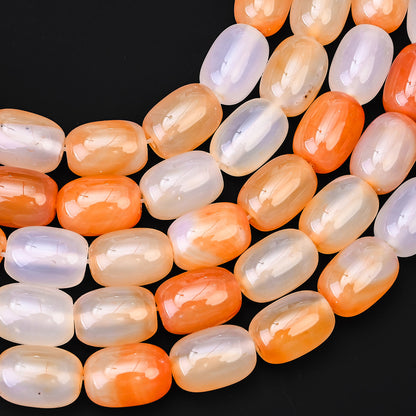 28pcs/strand 10x14mm Natural Agate Barrel Beads