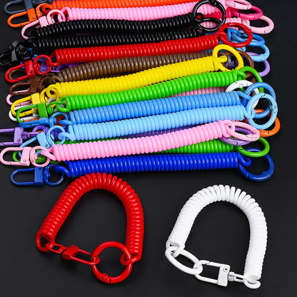 15PCS Retractable Double-Buckle Spiral Keychain Set