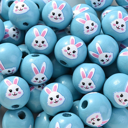 10PCS 16mm Easter-Themed Wooden Bead Set