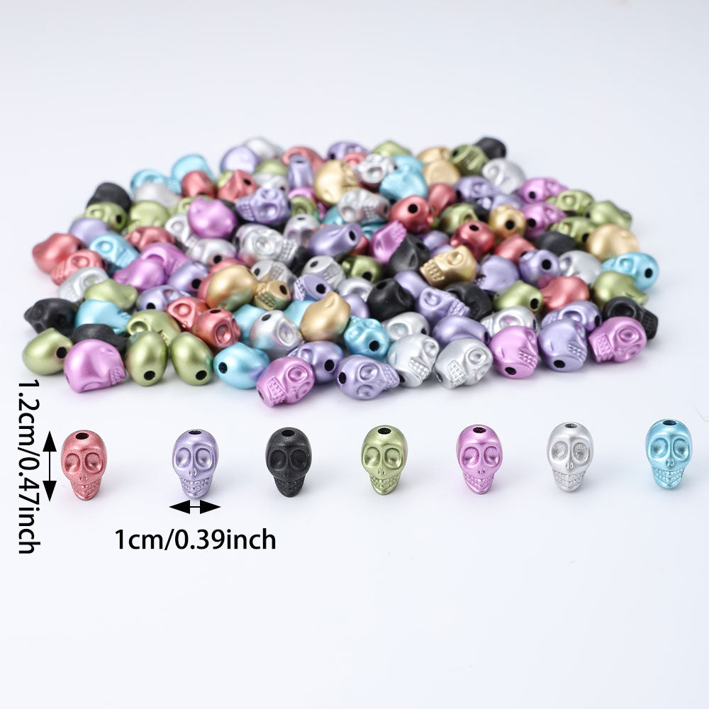 220pcs/box Mix Random Color Skull Heart Acrylic Beads Set