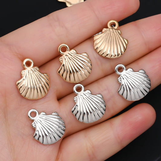 Golden and Silvery Plastic Shell Pendant Charms