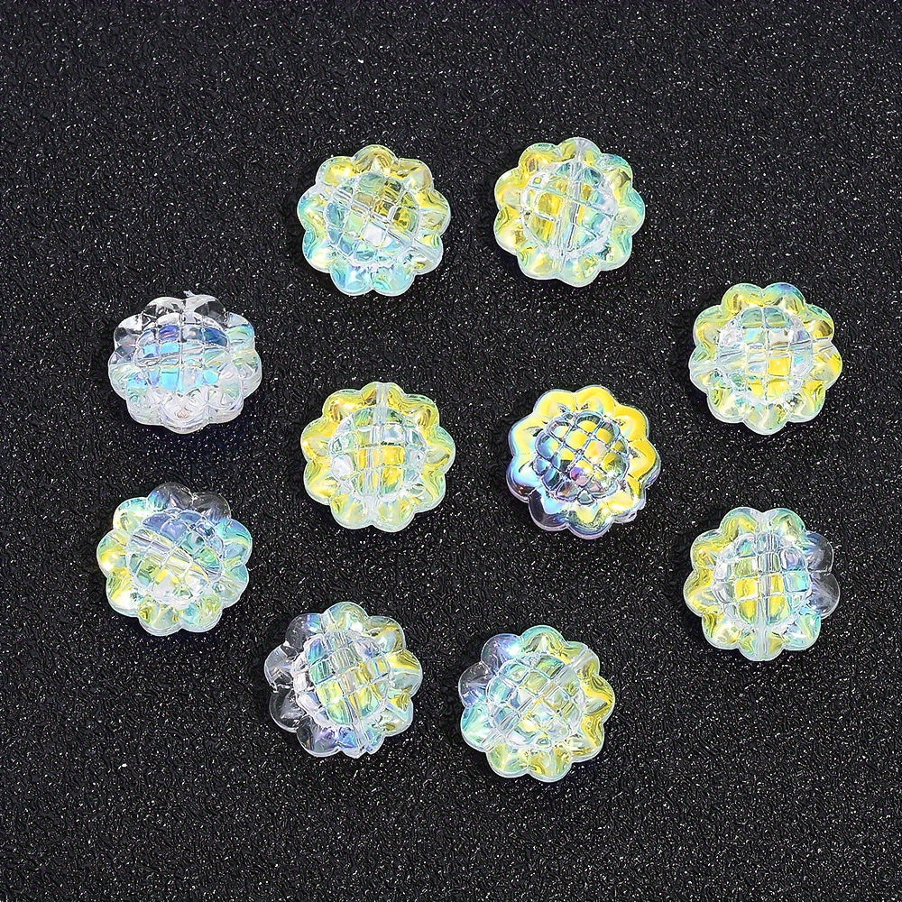 20PCS 15mm Transparent AB Sunflower Glass Jelly Spacer Beads