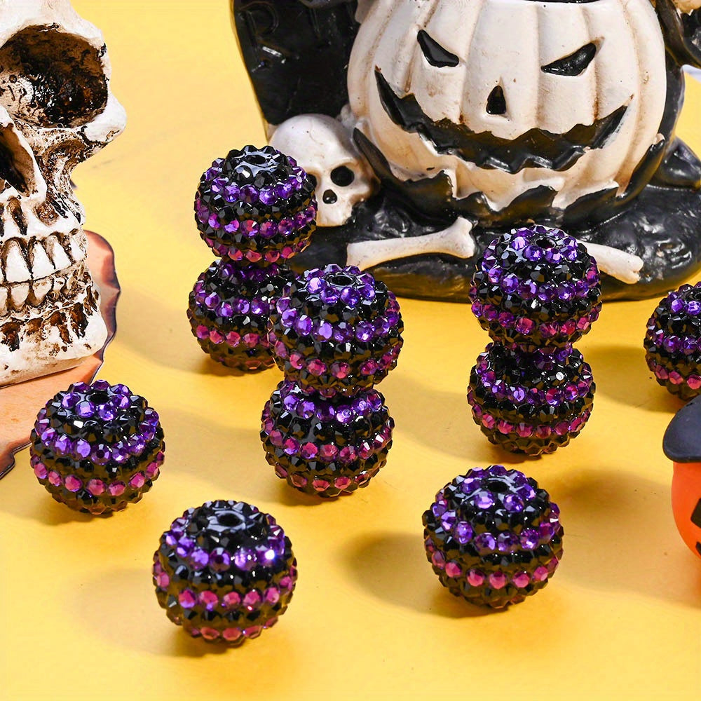 Black Purple Resin Round Beads