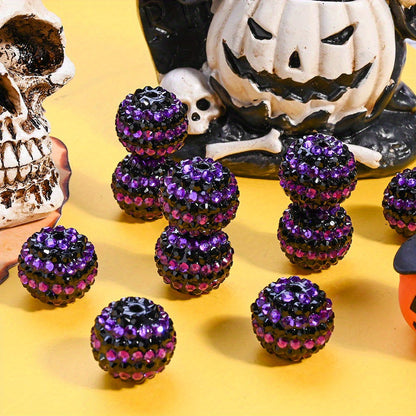 Black Purple Resin Round Beads