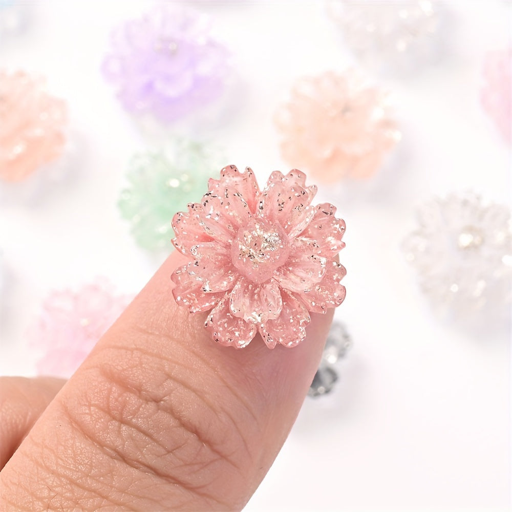 20PCS 17mm Luminous Flower Acrylic Bead Set