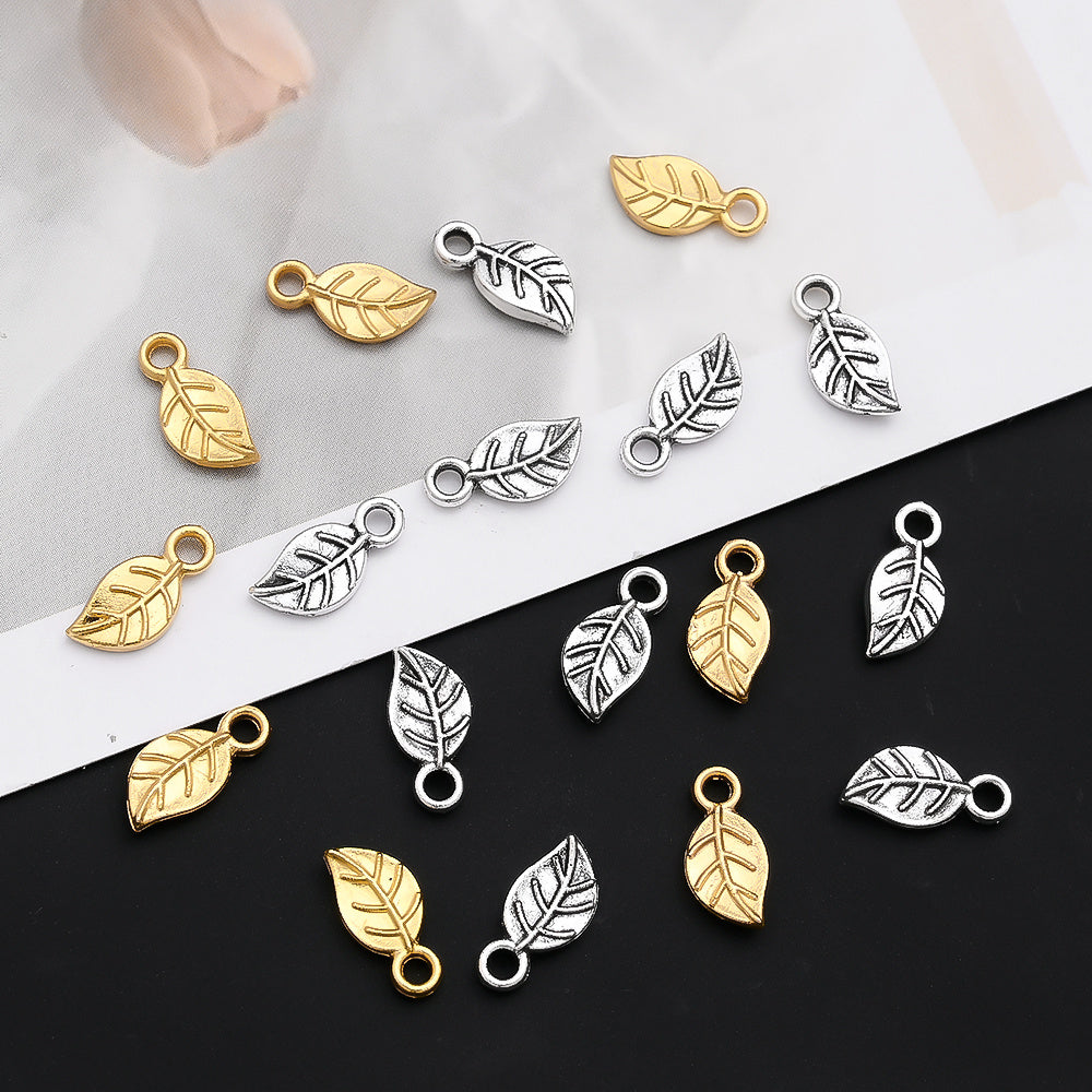 Golden Leaf Alloy Pendant Charms