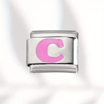 Pink Letter Stainless Steel Bead