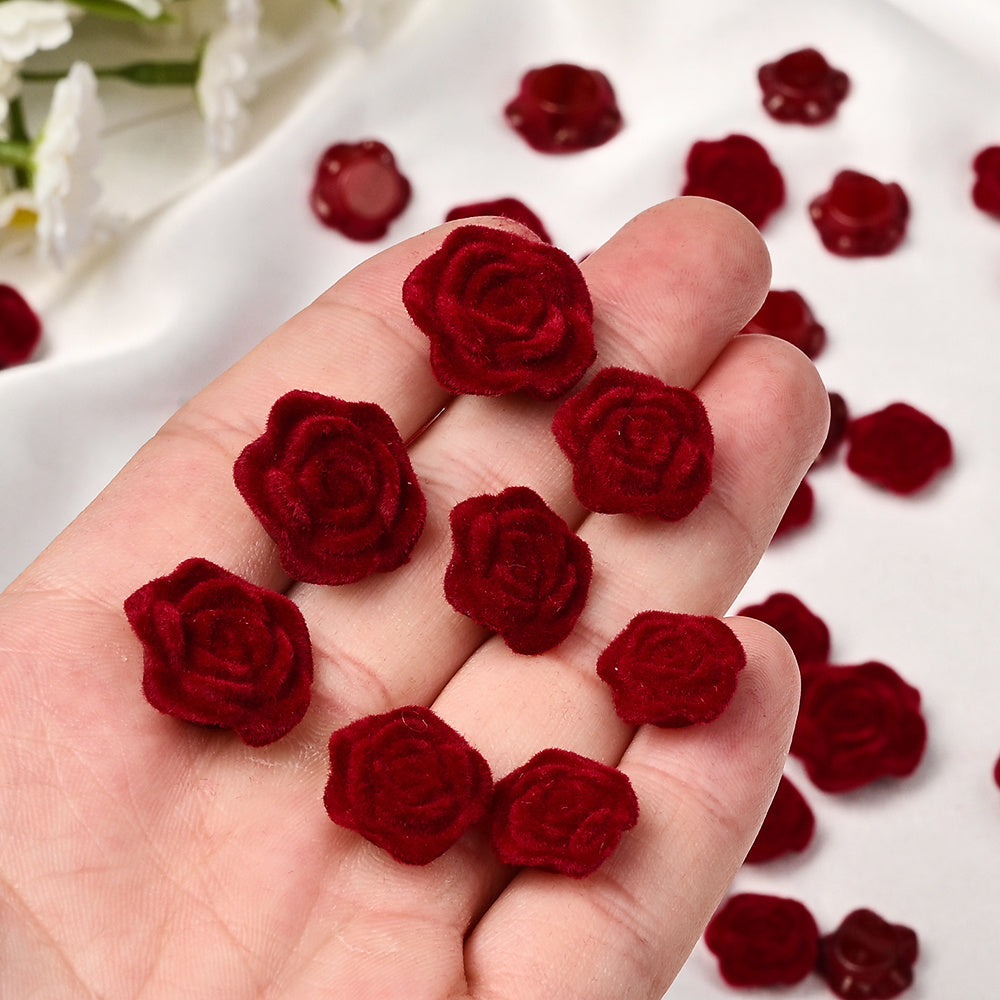 Red Flocking Rose Patches