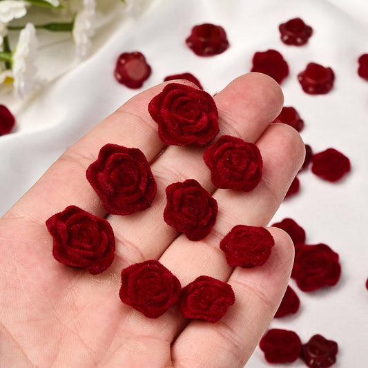 Red Flocking Rose Patches