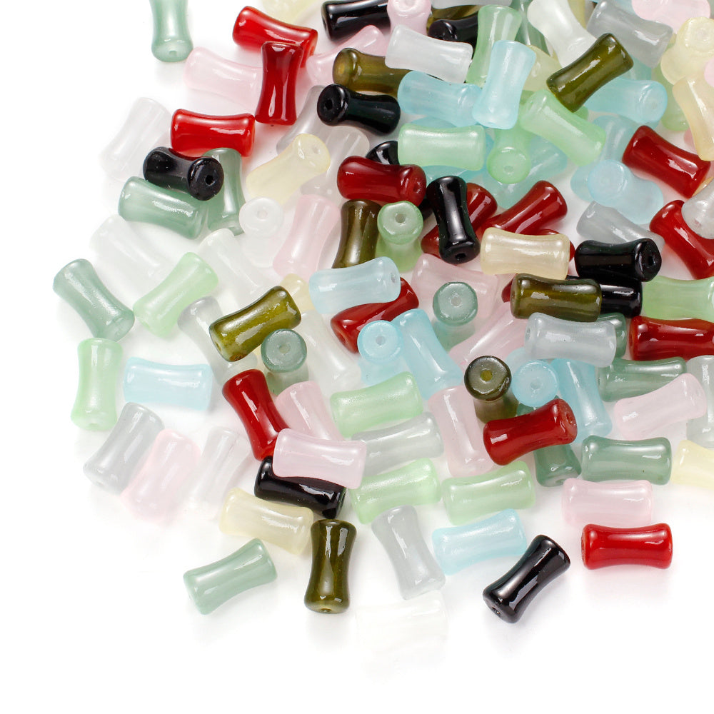 6x12mm 50pcs Mix Colors Coloured Glaze Bamboo Beads