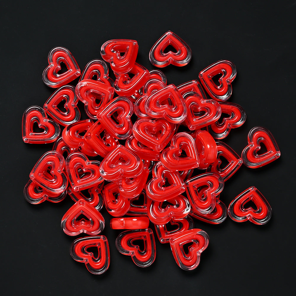 Acrylic Heart-Shaped Beads