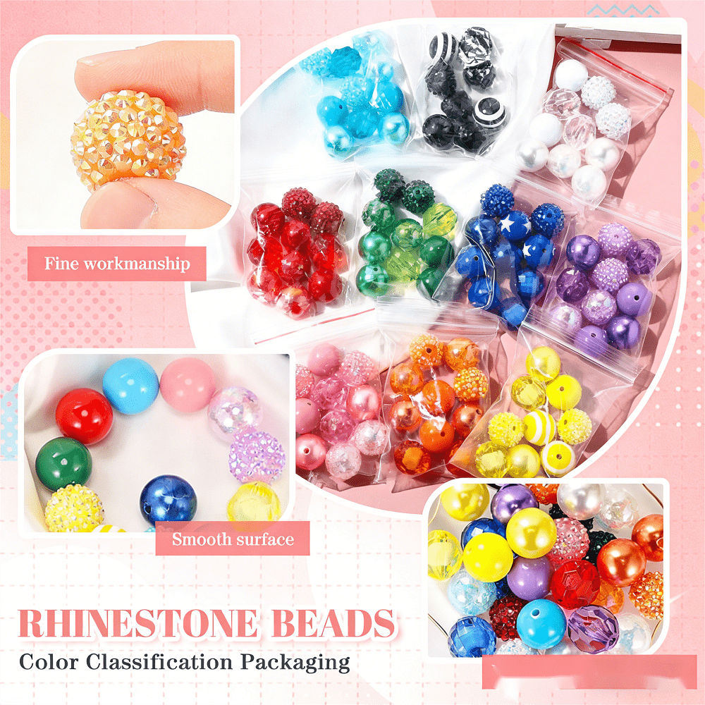 Rainbow Bubblegum Rhinestone Beads