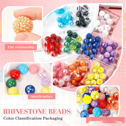 Rainbow Bubblegum Rhinestone Beads