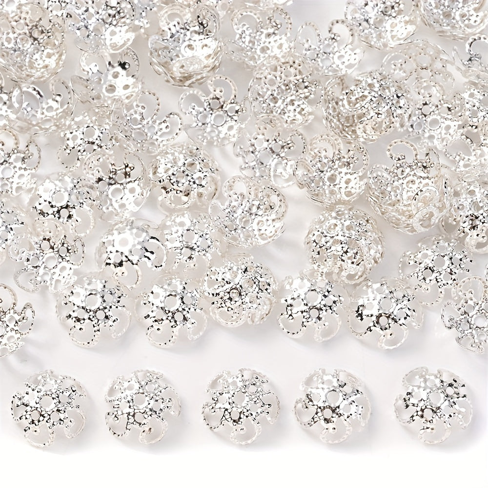 100PCS 9mm Flower Circle Metal-Plated Bead Cap Set