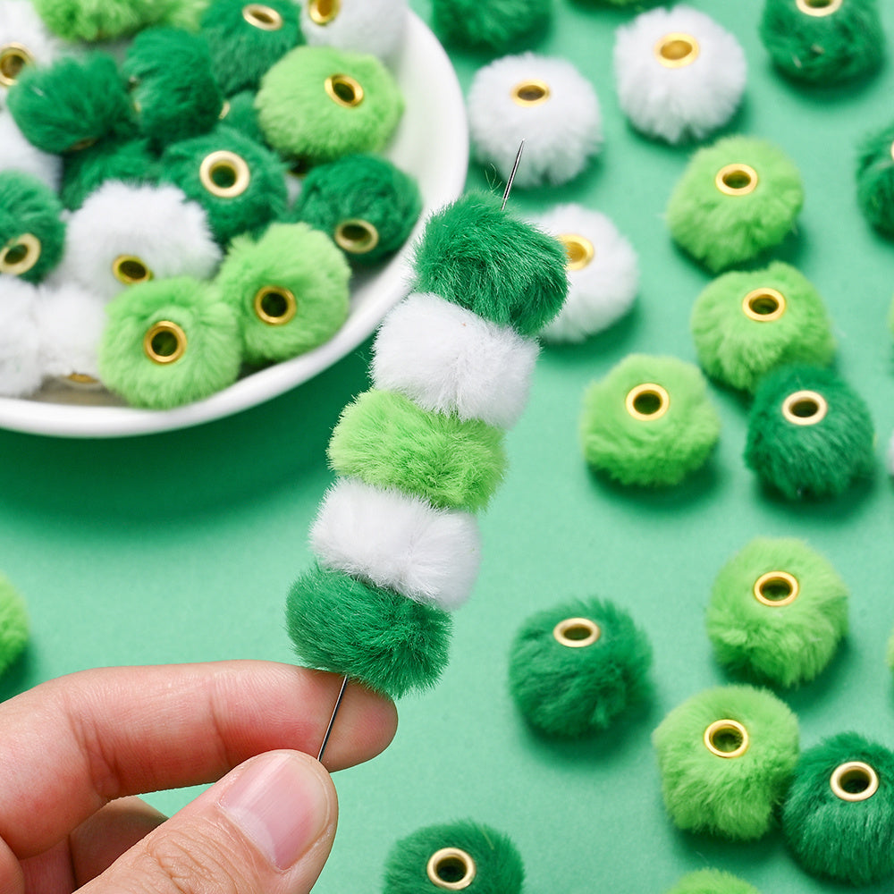 Green Faux Fur Beads