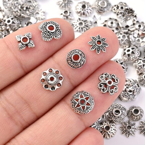 50/100pcs Mix Torus Flower End Caps Beads for Jewelry Making DIY Handmade Crafts Bracelet Necklace Accessories