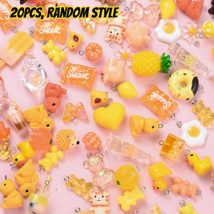 20-Piece Random Fruit, Animal & Flower Resin Charms