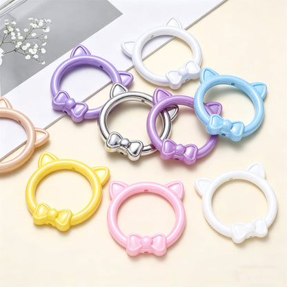 5PCS Acrylic Electroplated Cat Head Bow Bead Set